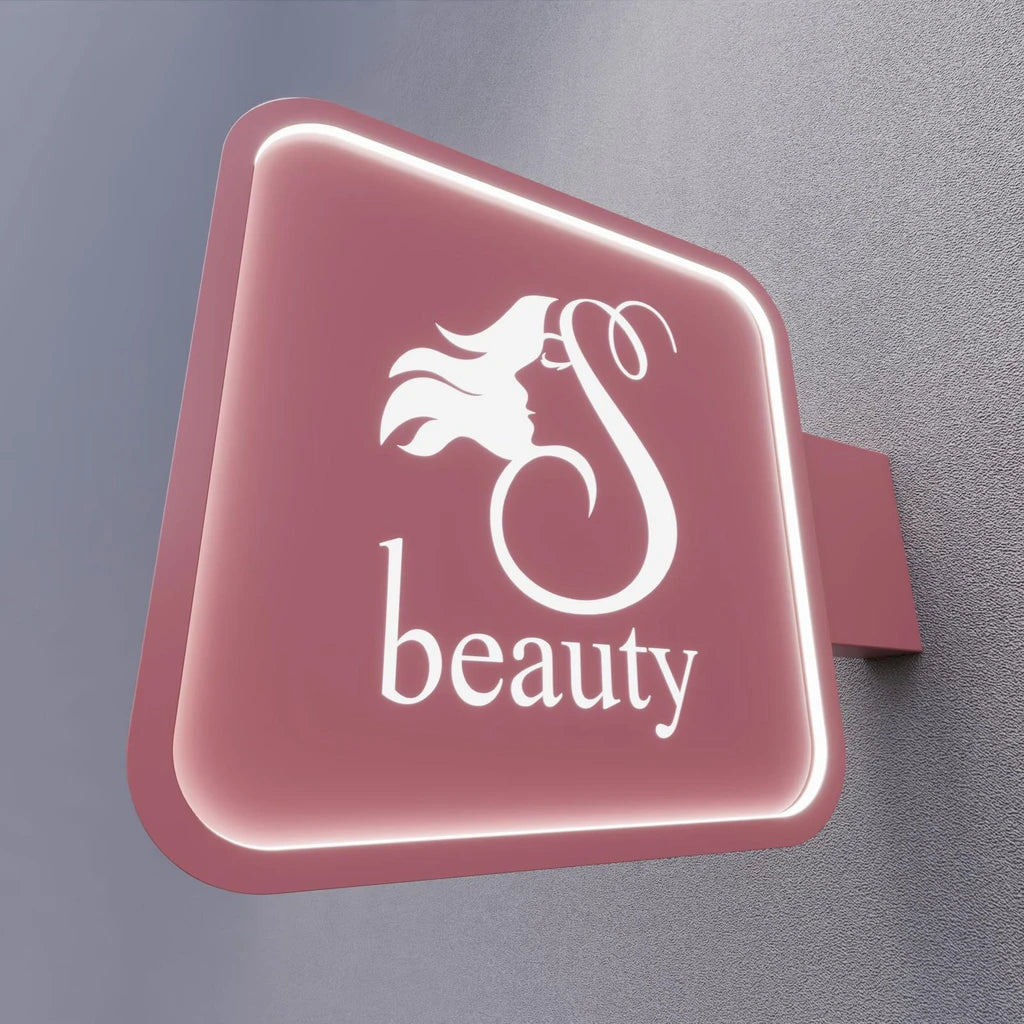 Enseigne drapeau lumineuse double face pour façade de magasin - Leo Signs Double-sided illuminated blade sign for shop front - Leo Signs