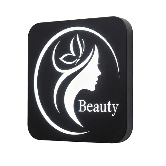 Enseigne drapeau lumineuse double face pour façade de magasin - Leo Signs Double-sided illuminated blade sign for shop front - Leo Signs